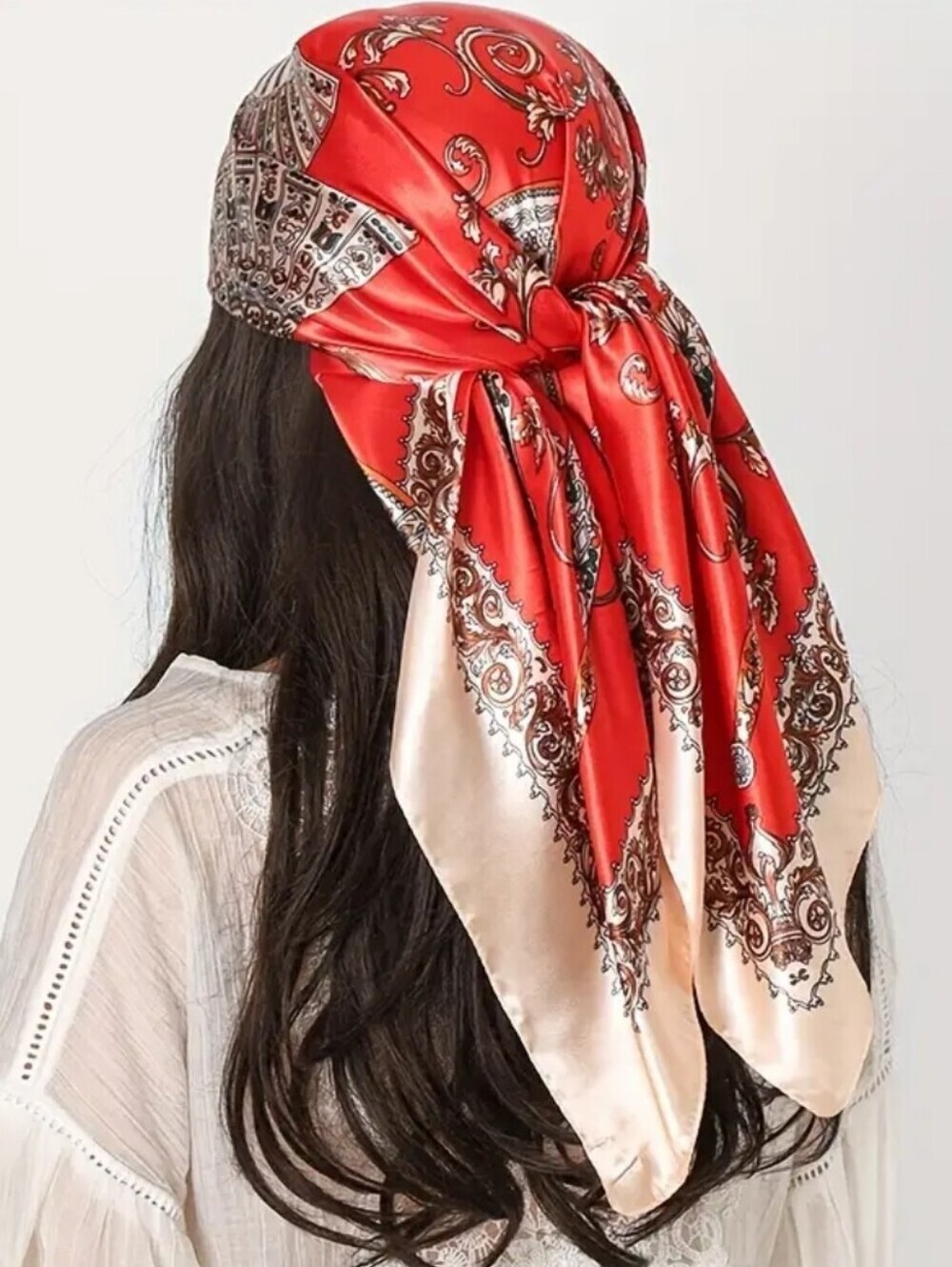 Red Paisley Head Scarf - Women's Fashion Accessory